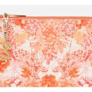 Camilla Coral Pink Orange Printed Wristlet Clutch - dragon mother